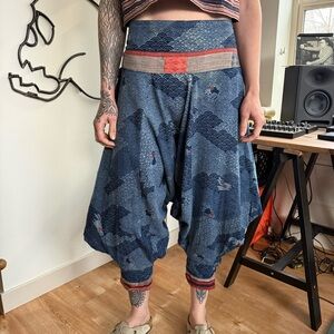 Siamurai Handmade Indigo Bunny Waves Cotton Harem Pants ~ One Size